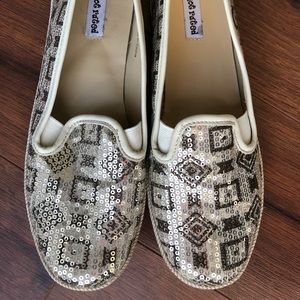 Sequined Gold Slip-ons